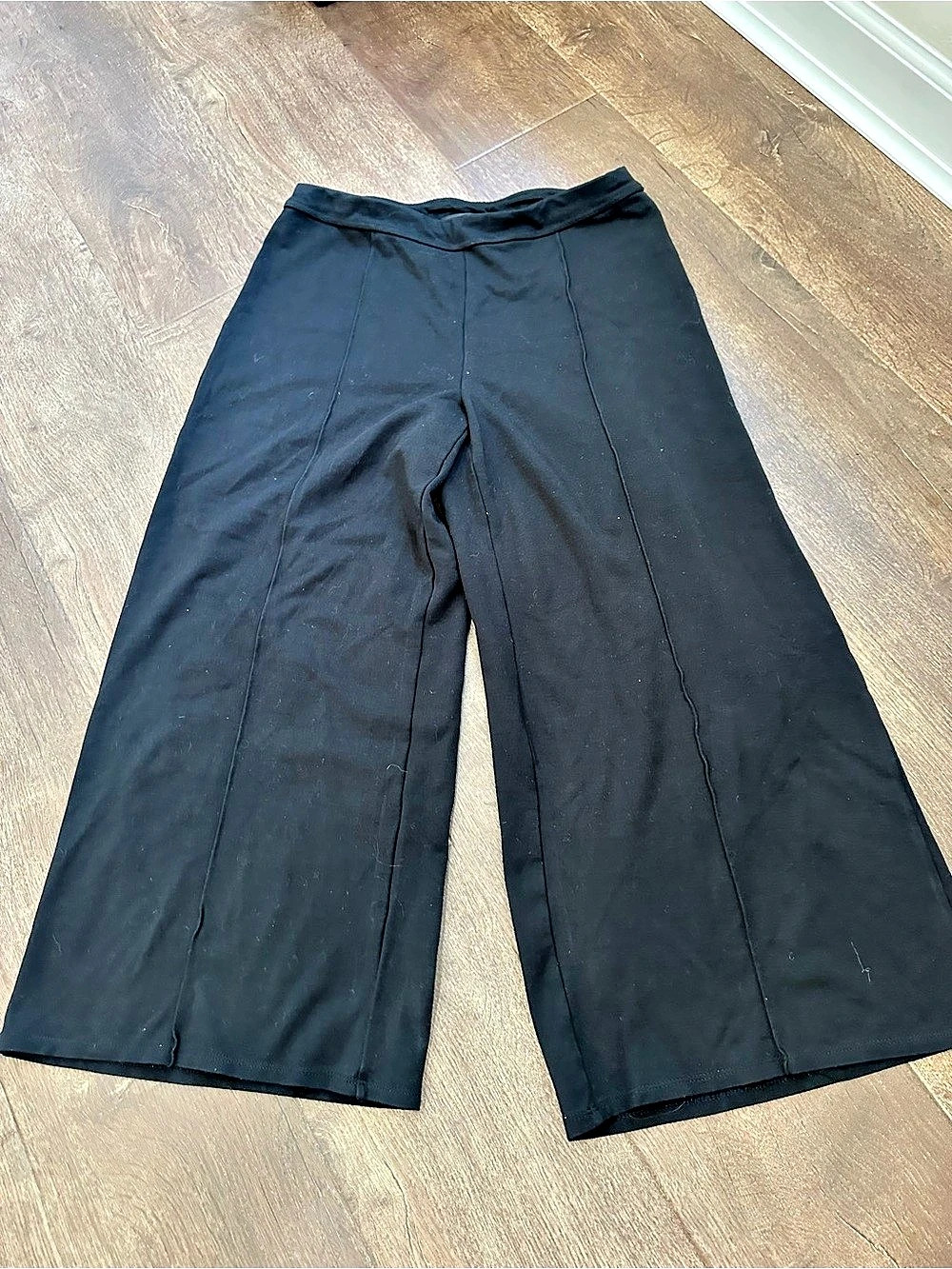 J. Jill Wearever Wide Leg Black Cropped Pants Womens Small